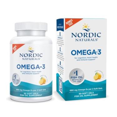 Imagem de Omega-3, Lemon Flavor - 90 Soft Gels - 690 mg Omega-3 - Fish Oil - EPA & DHA - Immune Support, Brain & Heart Health, Optimal Wellness - Non-GMO - 45 Servings
