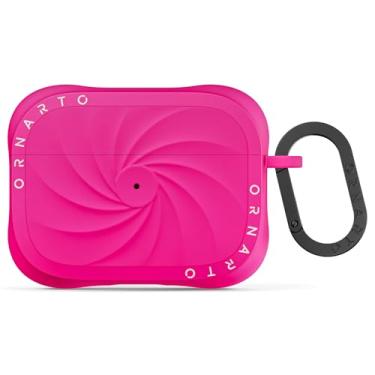 Imagem de ORNARTO Capa Vortuxe compatível com AirPods Pro 2ª/1ª, capa protetora de silicone grosso com mosquetão, design à prova de choque, LED frontal visível - rosa choque