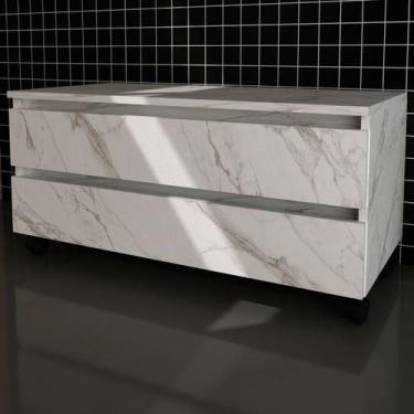 Imagem de Armário de Banheiro 2 Gavetas Mármore Branco Bn3603 - Tecno Mobili, Br