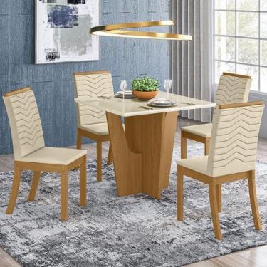 Imagem de Mesa de Jantar 4 Lugares Scarlett com Vidro Nature/Off White/Linho - P