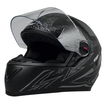 Imagem de Capacete Fechado Moto Com Narigueira GT2 Preto Fosco Tamanho 56 Com Ca