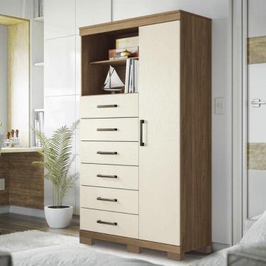 Imagem de Cômoda Multiuso 1 Porta 6 Gavetas com Nicho Marabá Santos Andirá
