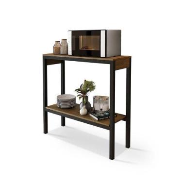 Imagem de Aparador De Cozinha 2 Prateleiras Para Micro-ondas Klm Store Preto/imb