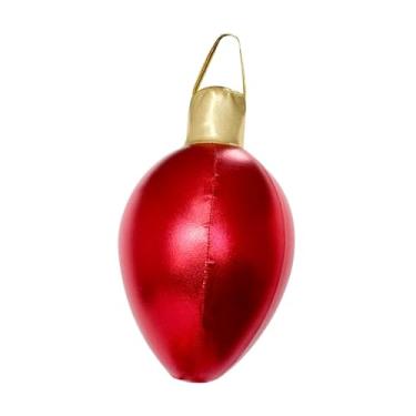Imagem de rockible Bola de Natal inflável, enfeite pendurado, decoração de Natal, suprimentos para festas grandes, shoppings de jardim ao ar livre, entrada de ano novo, Vermelho