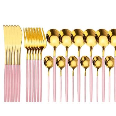 Imagem de Faqueiro Slim 24 Peças Banho - Rosa