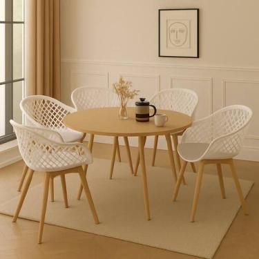 Imagem de Kit 5 Cadeiras de jantar Empório Tiffany Web Pé Wood - Lar Textil, Bra