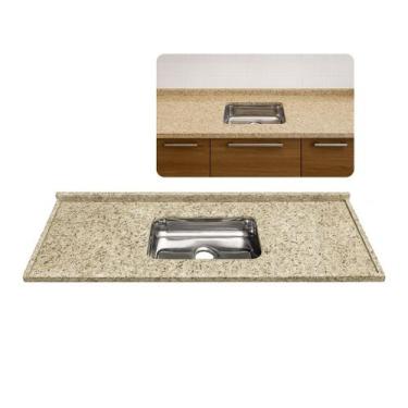 Imagem de Pia de Cozinha Granito Ornamental 120cm Cuba Inox Completo - Rainha do