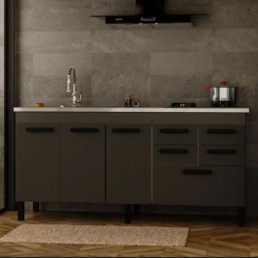 Imagem de Gabinete de Cozinha 5 Gavetas 3 Portas 174cm Grande 100% Mdf - Rainha 