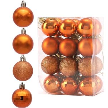 Imagem de Diahom Bola de Natal 24 ct 4 cm laranja mini enfeites de Natal para pendurar árvores guirlanda festa de casamento decoração de escritório em casa loja