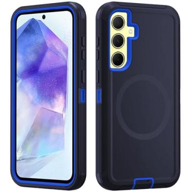 Imagem de Asuwish Capa de celular para Samsung Galaxy A55 5G com protetor de tela de vidro temperado Capa magnética híbrida à prova de choque à prova de quedas acessórios resistentes A 55 55A A555G mulheres
