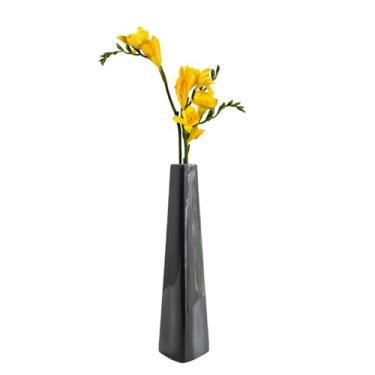 Imagem de Vaso de cerâmica preto pequeno vaso de flor de haste única quadrado moderno decoração de casa centro de mesa de escritório arranjo floral