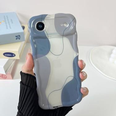 Imagem de DEFBSC Capa para iPhone Air, linda capa de telefone com estampa de arte ondulada transparente para mulheres e meninas, capa protetora durável com moldura ondulada, proteção total para câmera para