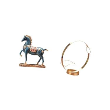 Imagem de Fenteer Elegante Escultura de Cavalo de Ferro, Suporte para Garrafa de Vinho, Ornamento Artístico de Mesa para Sala de Estar, Estante E Organizador de Exibiçã