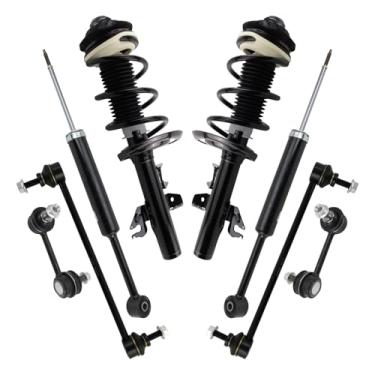 Imagem de TRQ Kit de suspensão dianteira e traseira conjunto completo de suporte e mola helicoidal amortecedor barra estabilizadora Link compatível com Chrysler 200 2015-2017