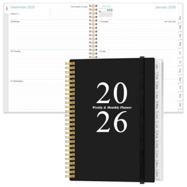 Imagem de Agenda 2026 - Agenda acadêmica 2026 de janeiro de 2026 a dezembro de 2026 com 12 abas mensais, capa flexível, bolso interno, 21,6 cm x 28 cm, preta