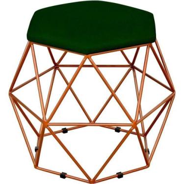 Imagem de Puff Aramado Bronze Six L02 Suede Verde Musgo - LYAM DECOR