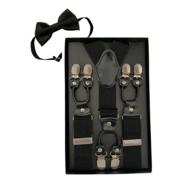 Imagem de Kit Suspensório 6 Garras King 3,5cm e Gravata Borboleta Adulto Masculi