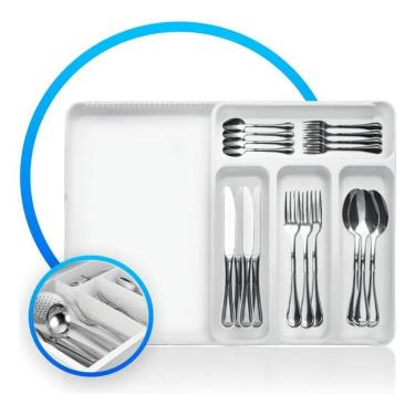 Imagem de 2X Organizador De Talheres Gavetas Extensivel Branco - Grupo