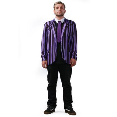 Imagem de Fantasia Halloween Masculina Uniforme Wandinha Roxo de Luxo - Sulameri
