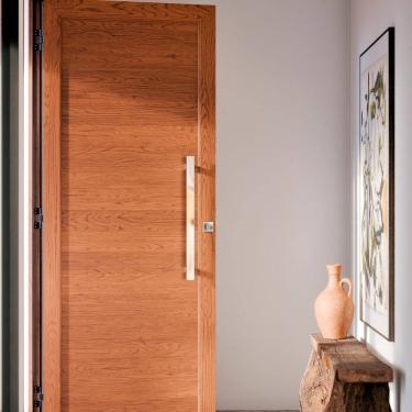 Imagem de Porta de Alumínio de Giro Lambri Puxador de 60cm em Aluminio 215x95cm Lucasa Eccellente Marrom