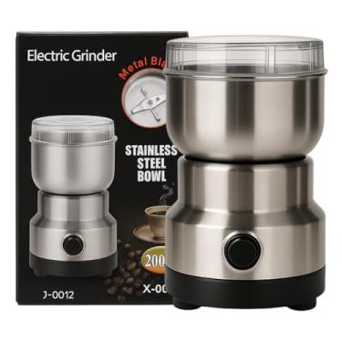 Imagem de Moedor de Café Elétrico 110v Portátil em Aço Inox Triturador de Alta Potência, Automático para Grãos, Sementes, Amendoim, Ervas, Máquina de Moer Grãos de Café 127v