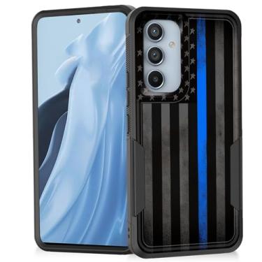 Imagem de Vobber Capa para Galaxy S25 FE, capa protetora resistente à prova de choque resistente à prova de choque para Samsung Galaxy S25 FE 6,7 polegadas 2025, linha azul fina bandeira americana