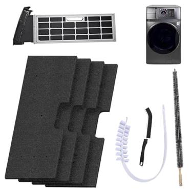 Imagem de Kit de limpeza combo de lavadora e secadora GE - WH01X35719 Substituição de filtro de fiapos e escova de ventilação para secadora - Filtro de esponja reutilizável e lavável compatível com modelos