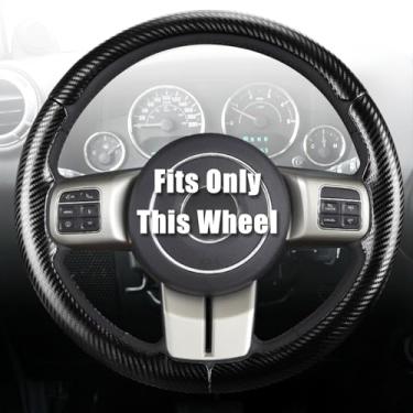 Imagem de Aimato Capa de volante personalizada para Jeep Wrangler (JK) 2012-2018/Patriot 2011-2017/Grand Cherokee 2011-2013/Compass 2011-2016/Liberty 2011-2012 fina, antiderrapante acessório de carro exclusivo