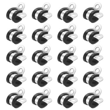 Imagem de HARFINGTON 20 braçadeiras de aço inoxidável de 12 mm (1/2 pol.) de borracha amortecidas para conduíte grampos de alça para instalação doméstica industrial automotiva fio de tubulação