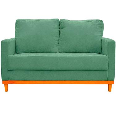 Imagem de Sofa Berlim 2 Lugares Base De Madeira Tecido Impermeavel Verde Agua