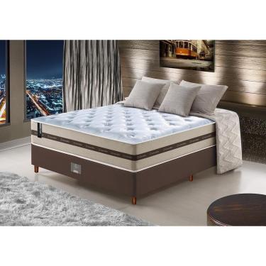 Imagem de Conjunto Cama Box Casal De Molas Ensacadas Cama Inbox Select Basic 138x188x65 Bege