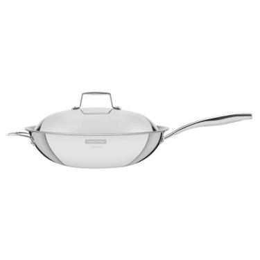 Imagem de Wok Tramontina Grano em Aço Inox com Corpo Triplo Revestimento Interno em Antiaderente com Cabo 32 cm  5,2 L