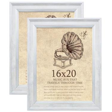 Imagem de TKYGU Porta-retrato 40,6 x 50,8 cm com conjunto de 2 molduras de vidro verdadeiro, molduras vintage - molduras de estilo antigo para parede - Moldura ornamentada para escritório branco rústico ou