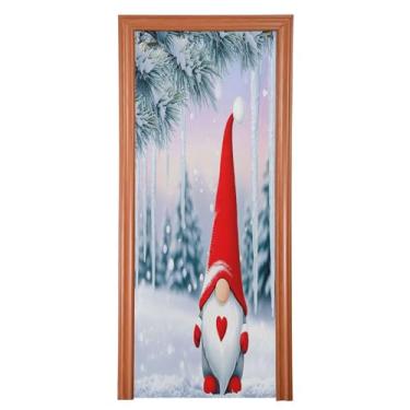 Imagem de Wassud Capa de porta de Natal para decoração de banner 91 x 242 cm, grande, fofo, gnomo, elástico, capa de porta interna para varanda e porta da frente