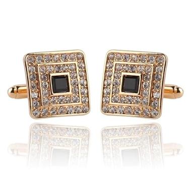 Imagem de Abotoaduras para homens, 1 par de abotoaduras de camisa clássica moda masculina para presente de festa de casamento de negócios, 1.4CM, Zinco, Sem Pedra Preciosa