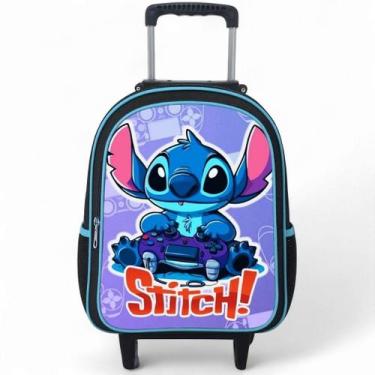 Imagem de Mochila Escolar Rodinhas Stitch Masculino com Estojo de Brinde - Picuc