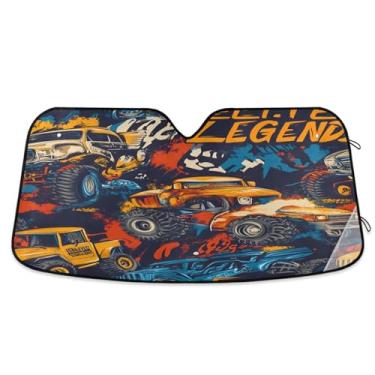 Imagem de CEBUGI Para-brisa para-sol para janela dianteira do carro, para-sol, viseira dobrável para caminhão, SUV, mantenha seu veículo fresco Monster Trucks