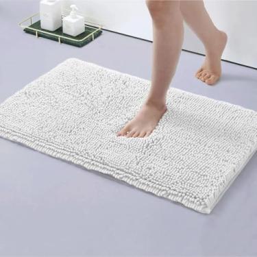 Imagem de Kit Tapete de Banheiro Bolinha Macarrão Antiderrapante 40x60cm - Microfibra Super Absorvente(1 Unidade,Branco)