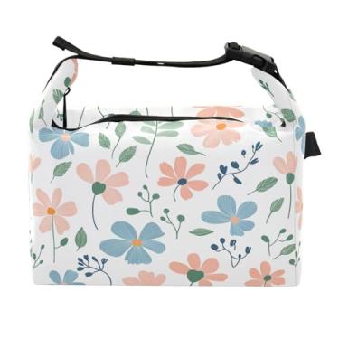 Imagem de STAYTOP Lancheira de flores fofas com fivela de alça, lancheira isolada para meninos e meninas, lancheira térmica para trabalho escolar