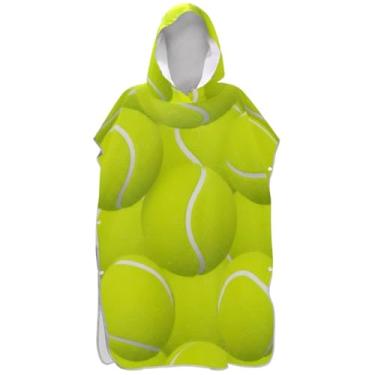 Imagem de Joisal Poncho de surf verde bola de tênis trocador para Adul praia banho toalhas com capuz reutilizáveis ponchos de praia para homens