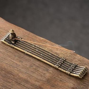 Imagem de Suporte de incenso para jangada de pescador, queimador em bastão de liga com apanhador de cinzas, suporte de incenso de metal para meditação, sala de chá, decoração de casa zen, aromaterapia