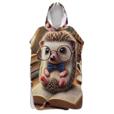 Imagem de Poncho de surfe leve para adultos trocador de roupa de banho com capuz fofo ouriço animal ponchos de praia para homens