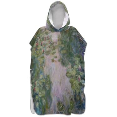 Imagem de Joisal Nenúfares Pintura a óleo Poncho de surfe para adultos trocador com capuz toalha de natação plus size ponchos femininos com capuz