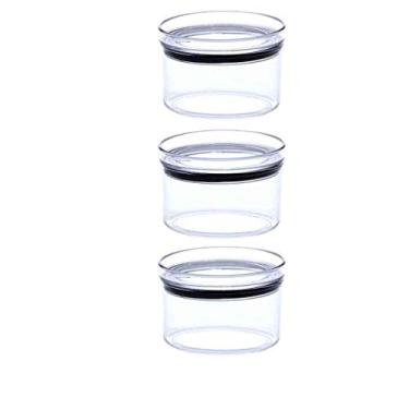 Imagem de 3 Potes Herméticos Redondo Empilháveis 480ml para armazenamento de alimentos