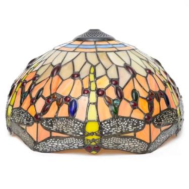 Imagem de Cúpula de Abajur Tiffany de Reposição, Cúpula de Vidro Colorido Estilo Libélula de 40 cm, Design Antigo, Ideal para Abajur de Mesa, Abajur de Chão, Luminária Pendente, Luminária de Teto e Lu