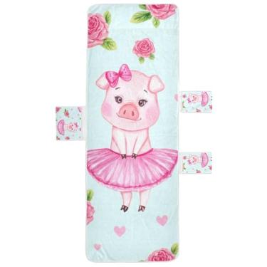 Imagem de Cute Pig Pink Tutus Bows Blue Chaise Lounge Chair Cover Toalhas de Piscina Toalhas de Praia com Bolsos Externos Espreguiçadeira de Piscina 85 x 76 cm