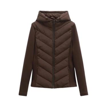 Imagem de Jaqueta Feminina Acolchoada Com Capuz, Ajuste Slim, Manga Longa, Parka