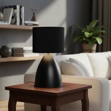 Imagem de Abajur luminária de Mesa Clássico elegante Moderno Bojudo Preto Com Cú