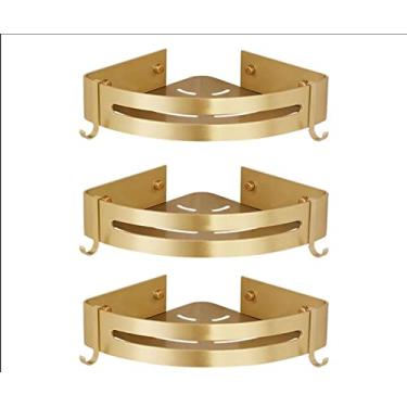 Imagem de Prateleiras de banheiro prateleira de canto prateleira de banheiro montada na parede prateleira de banheiro de alumínio escovado dourado prateleira de chuveiro suporte de xampu prateleira de canto