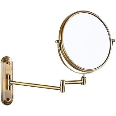 Imagem de CZCZC Espelho de parede, espelho de maquiagem 20,32 cm redondo 360 giratório espelho cosmético espelho de banheiro dupla face barbear no quarto, prata_10x